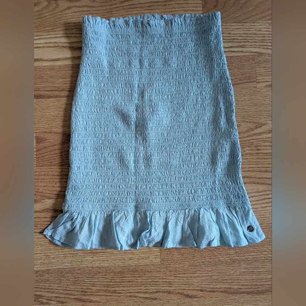 Roxy Blue Smocked Pencil Midi Skirt